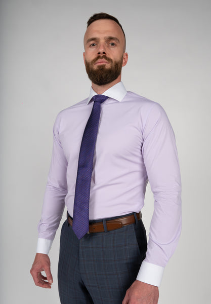 Purple and white dress sales shirt